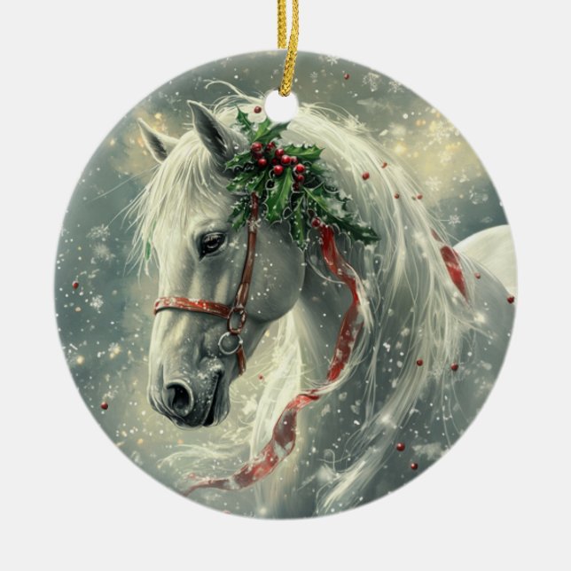 Magic Horse Christmas Ornament - Custom Ceramic (Front)