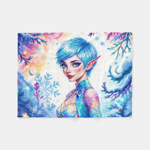 Magic ice elf snow forest frozen fairy tale fleece blanket