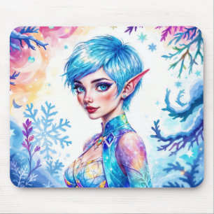 Magic ice elf snow forest frozen fairy tale mouse mat