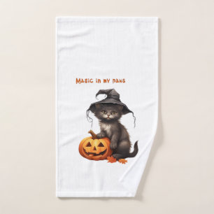 Magic in My Paws � Halloween Cat Design Classic T- Hand Towel