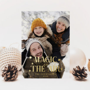 Magic In The Air Stars Family Photo Foil Holiday Card