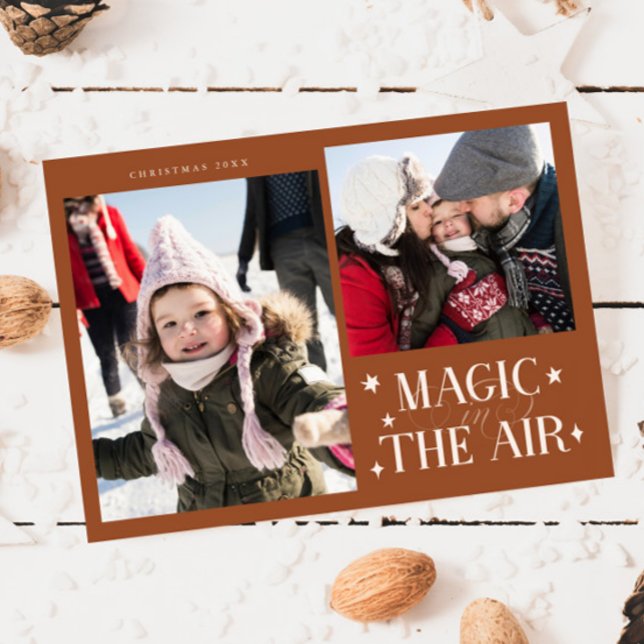 Magic In The Air Terracotta Photo Holiday Card (Creator Uploaded)