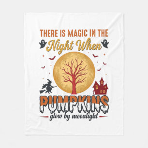 Magic in the Night Halloween Pumpkins Vintage Desi Fleece Blanket