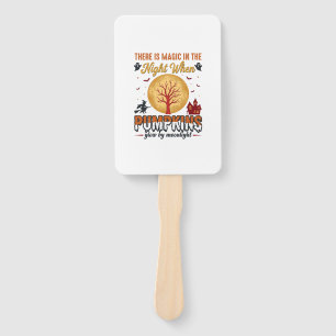 Magic in the Night Halloween Pumpkins Vintage Desi Hand Fan