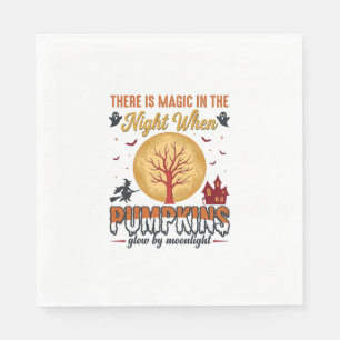 Magic in the Night Halloween Pumpkins Vintage Desi Napkin