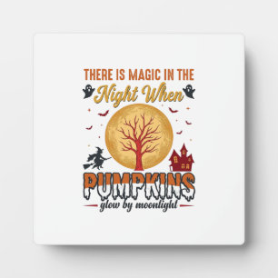 Magic in the Night Halloween Pumpkins Vintage Desi Plaque