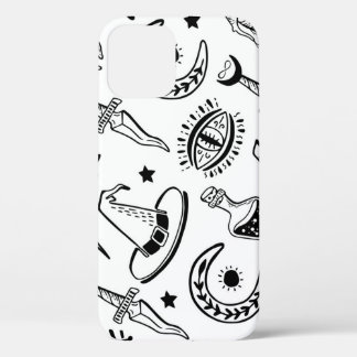 Magic Ink Drawing Seamless Pattern iPhone 12 Case