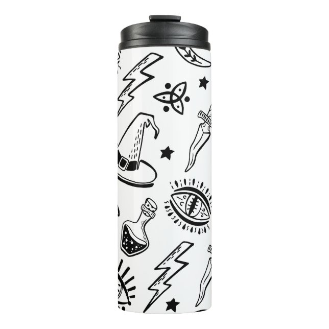 Magic Ink Drawing Seamless Pattern Thermal Tumbler (Front)
