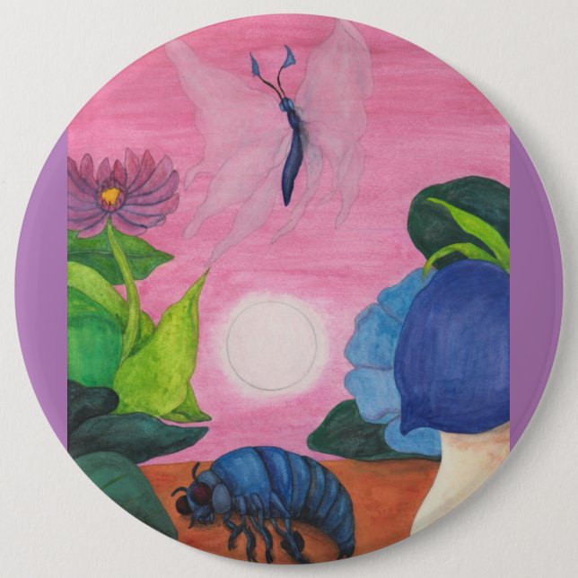 Magic Insect Butterfly Transformation Illustration 6 Cm Round Badge (Front)