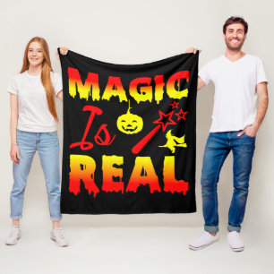 Magic Is Real Halloween Pumpkin Witch Spell Wand  Fleece Blanket