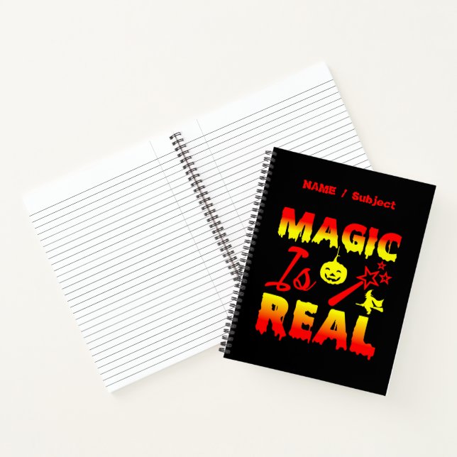 Magic Is Real Halloween Pumpkin Witch Spell Wand Notebook (Inside)