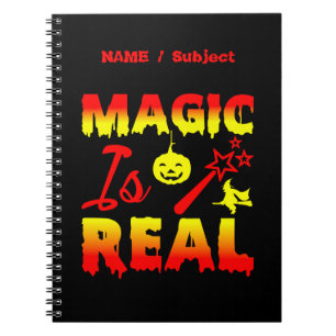 Magic Is Real Halloween Pumpkin Witch Spell Wand Notebook