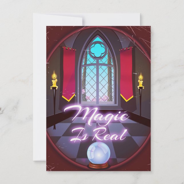Magic Is Real inspirational quote cartoon Invitation (Back)