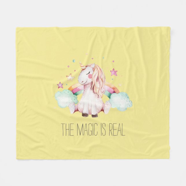 Magic is Real Unicorn Fleece Blanket (Front (Horizontal))