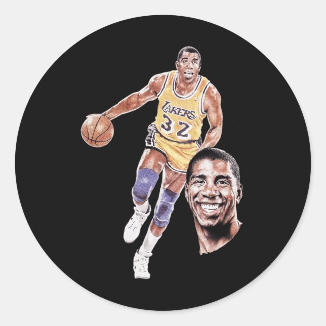 Magic Johnson Art Graphic  Classic Round Sticker (Front)