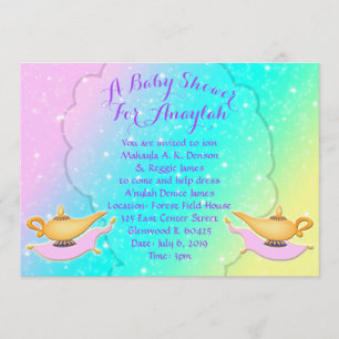 Magic Lamp Carpet Arabian Nights Girl Baby Shower Invitation