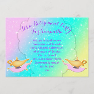 Magic Lamp Carpet Arabian Nights Retirement Party Invitation