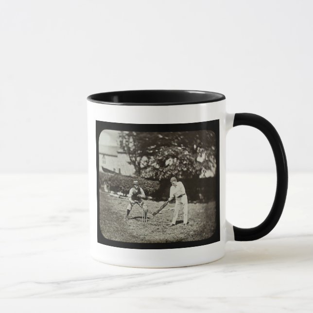 Magic Lantern Slide Cricket Players Vintage Mug (Right)