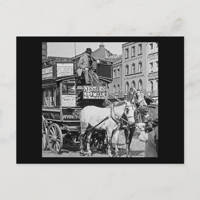 Magic Lantern Slide Kings Cross London Street Tram Postcard (Front)