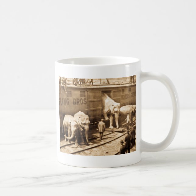 Magic Lantern Slide Ringling Bros Elephant Train Coffee Mug (Right)