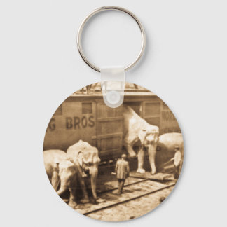Magic Lantern Slide Ringling Bros Elephant Train Key Ring