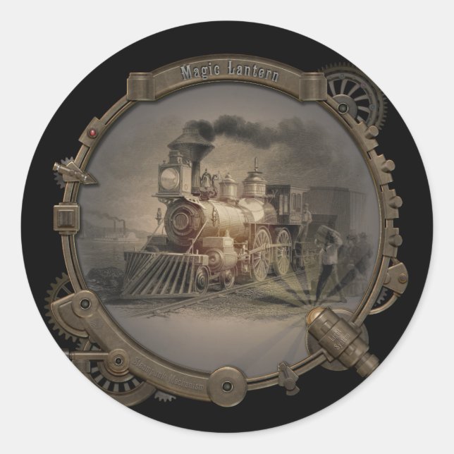 Magic Lantern - Steampunk Style Frame. Classic Round Sticker (Front)