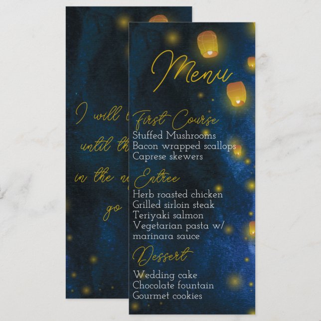 Magic Lantern Wedding Menu Invitation (Front/Back)