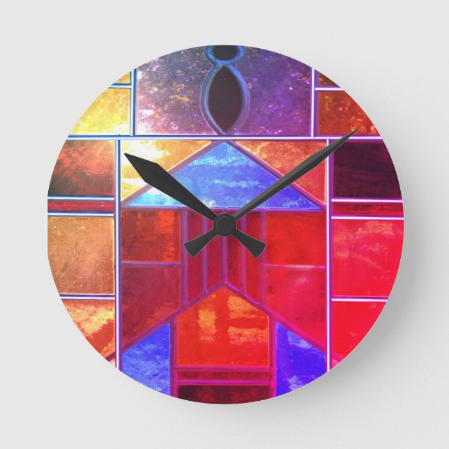 Magic light pouring from the windows round clock (Front)