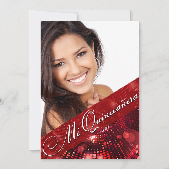 Magic Lights Photo Quinceanera - red Invitation (Front)