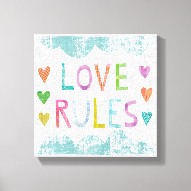 Magic Love Rules with Hearts Canvas Print (Front)