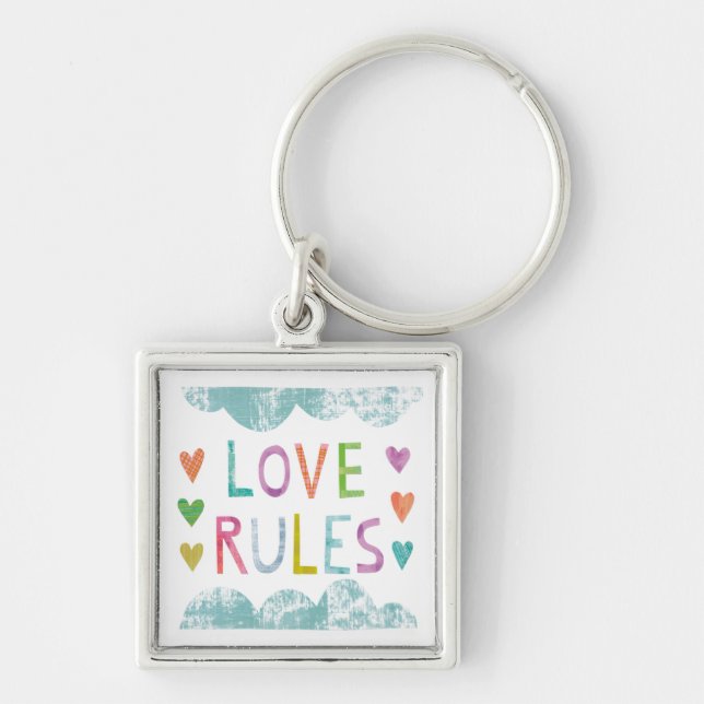 Magic Love Rules with Hearts Key Ring (Front)