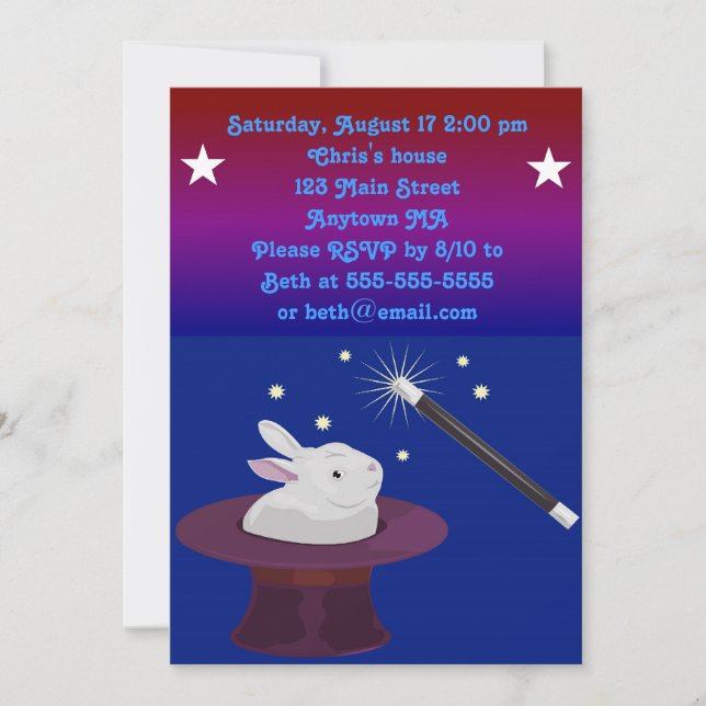 Magic Magician Birthday Party Invitation (Front)