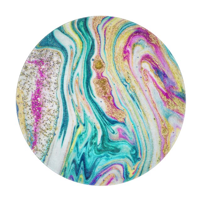 Magic Marbling: Metallic Paint Design. Cutting Board (Front)