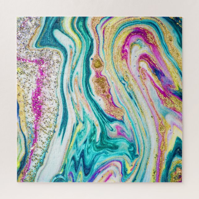 Magic Marbling: Metallic Paint Design. Jigsaw Puzzle (Vertical)