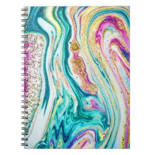 Magic Marbling: Metallic Paint Design. Notebook