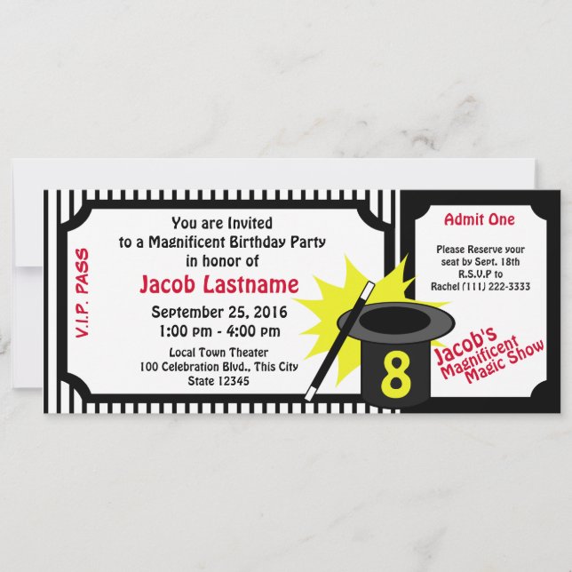 Magic Me Birthday Red Invitation (Front)