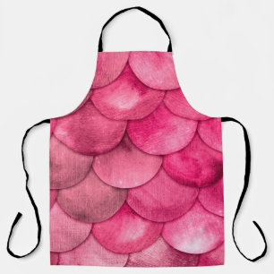 Magic Mermaid Bright Pink Colour Scales Watercolor Apron