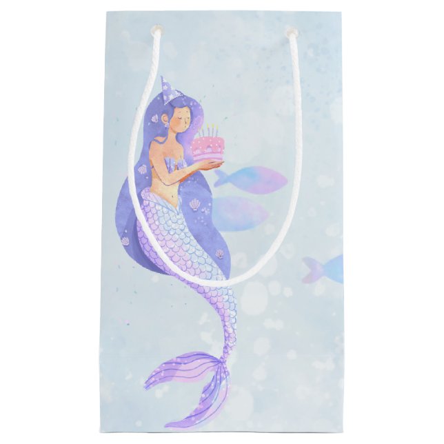 Magic Mermaid Themed Birthday Party  Small Gift Bag (Front)