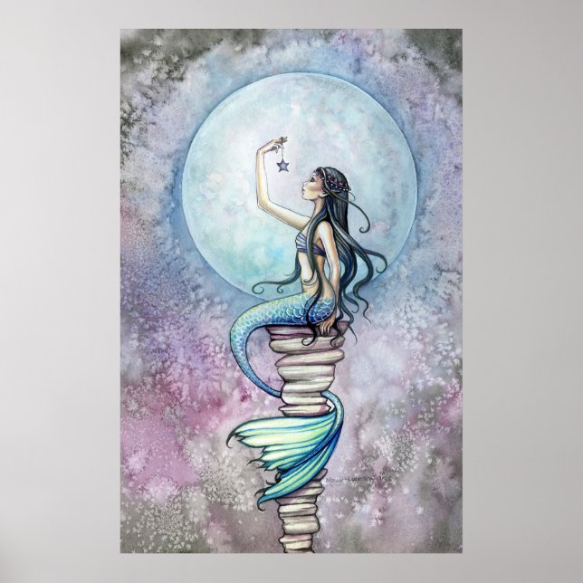 Magic Mermaid Watercolor Poster by Molly Harrison (Front)
