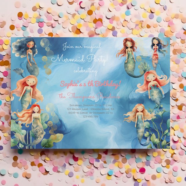 Magic mermaids birthday invitation (Creator Uploaded)