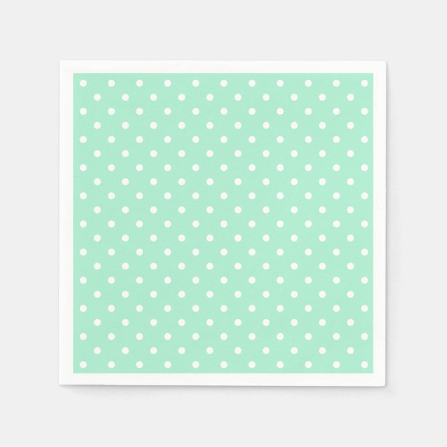Magic Mint and White Polka Dot Pattern Napkin (Front)