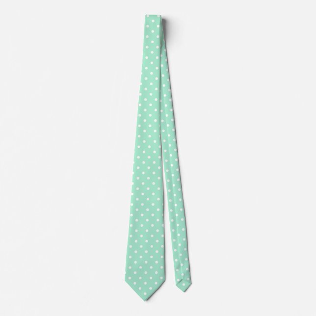 Magic Mint and White Polka Dot Pattern Tie (Front)