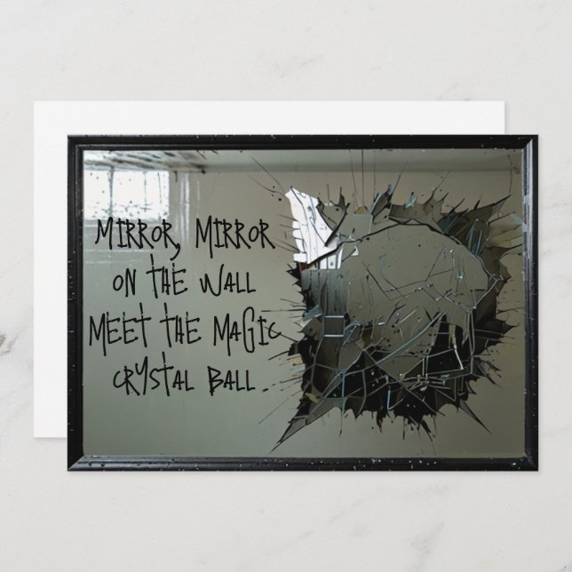 Magic Mirror On The Wall Meet Crystal Ball Psychic Holiday Card (Front/Back)
