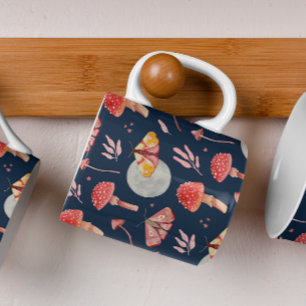 Magic moth and mushroom pattern. Woodland night Coffee Mug