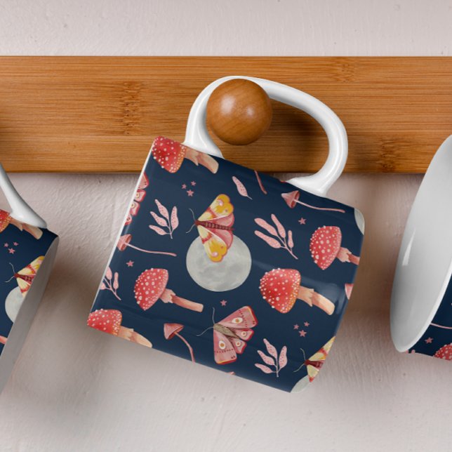 Magic moth and mushroom pattern. Woodland night Coffee Mug (Creator Uploaded)