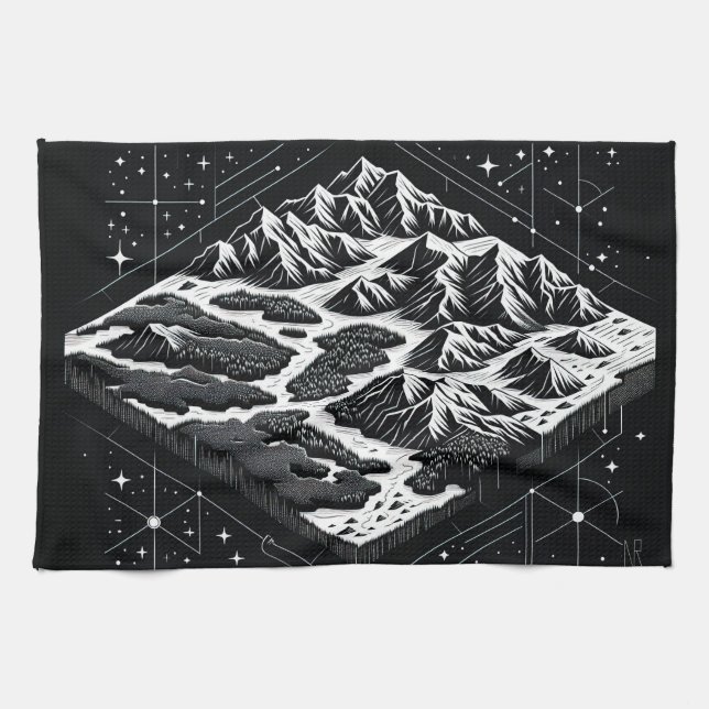 Magic Mountain Map Tea Towel (Horizontal)