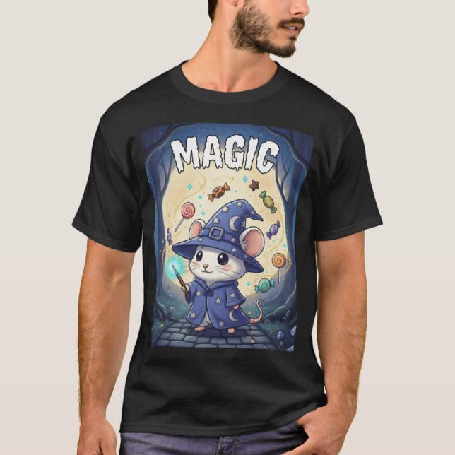 Magic – Mouse Wizard Halloween TinyFur Tee (Front)