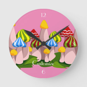 Magic Mushroom Cathedral Thunder_Cove Round Clock