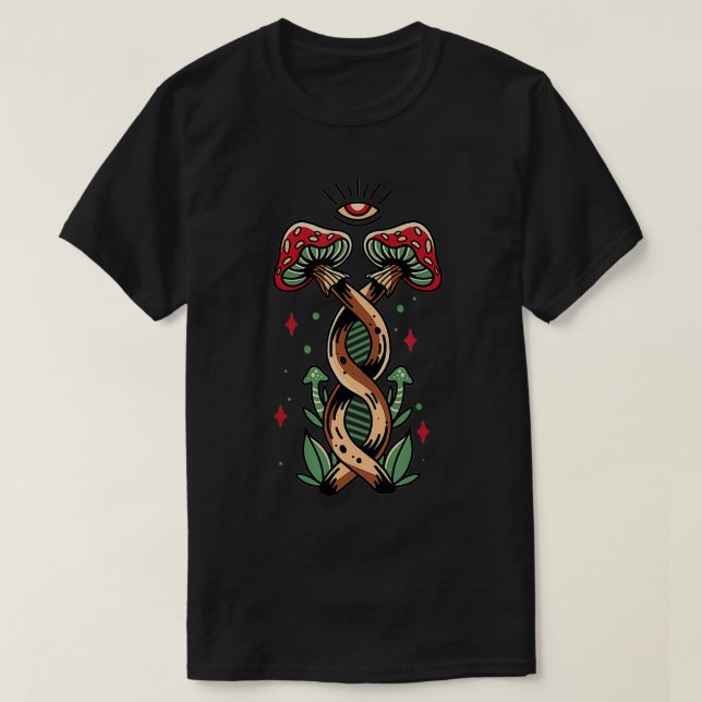 Magic Mushroom DNA Evolution  Psychedelic Psilocyb T-Shirt (Design Front)