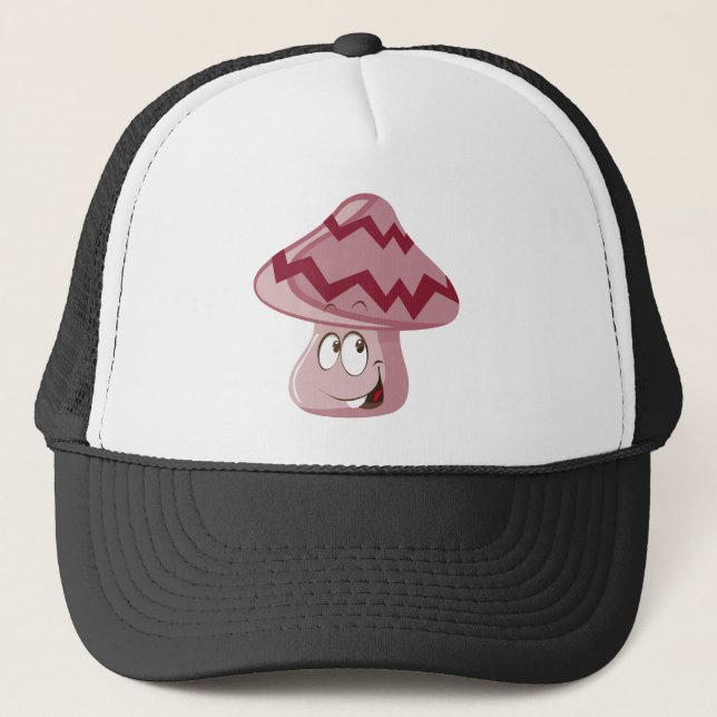 Magic Mushroom Emoji Trucker Hat (Front)